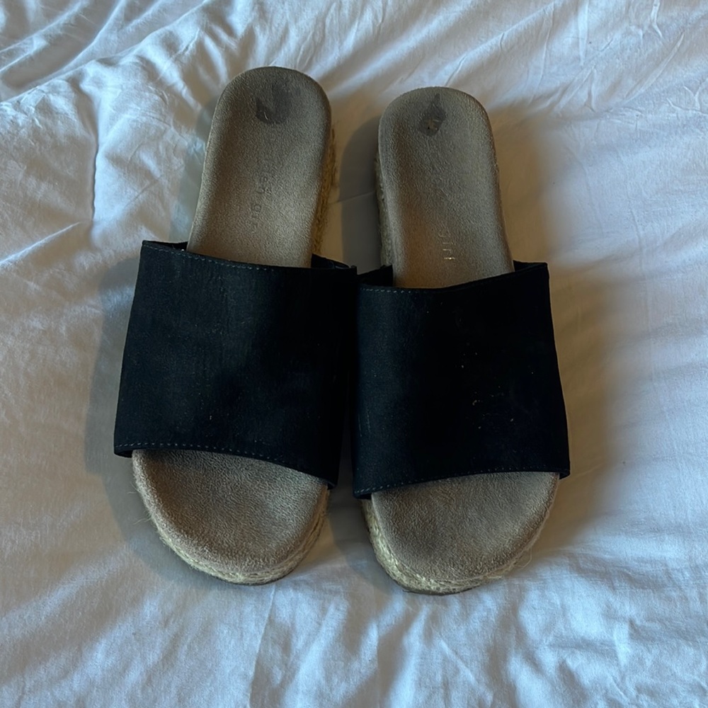 Madden Girl Espadrilles Platform Sandals Black 6.5